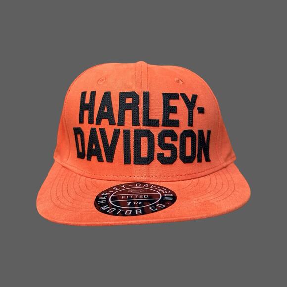 Harley-Davidson Men's H-D Felt Block Fitted Baseball Cap - Orange 99411-22VM - Picture 1 of 5